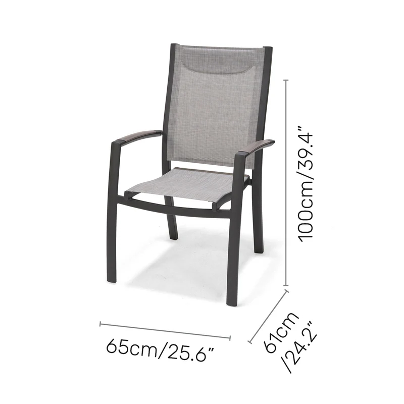 Ghế ăn ngoài trời lưng cao URBANITE dark grey
