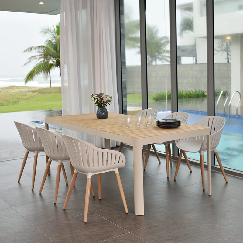 Bộ Bàn Ghế Sân Vườn 6 Ghế Cao Cấp Portals – hợp kim nhôm & gỗ nhựa Duraboard